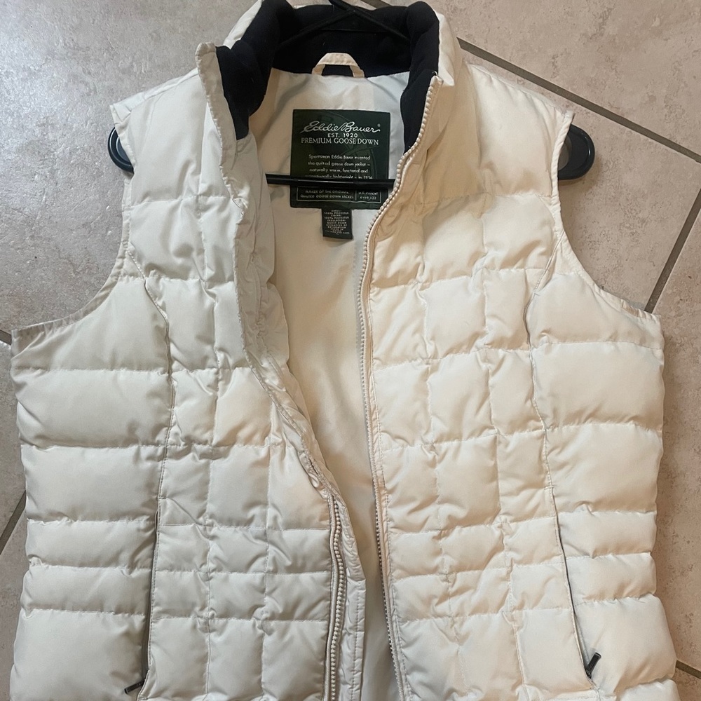 White Eddie Bauer puff vest